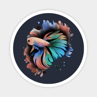 Betta Fish Watercolor Painting Magnet